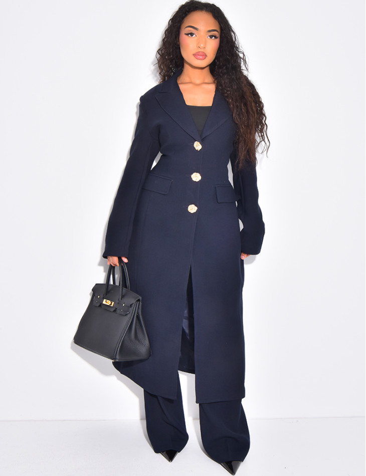 Pantalon de tailleur en laine assortie au manteau cintré