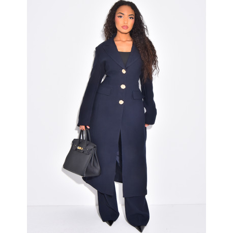 Pantalon de tailleur en laine assortie au manteau cintré