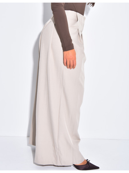 Pantalon coupe droite taille haute à pinces