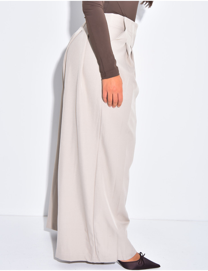 Pantalon coupe droite taille haute à pinces