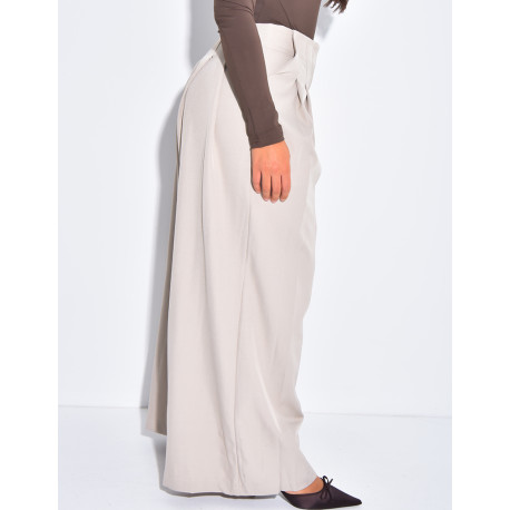 Pantalon coupe droite taille haute à pinces