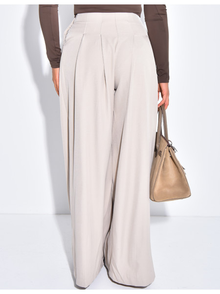 Pantalon coupe droite taille haute à pinces