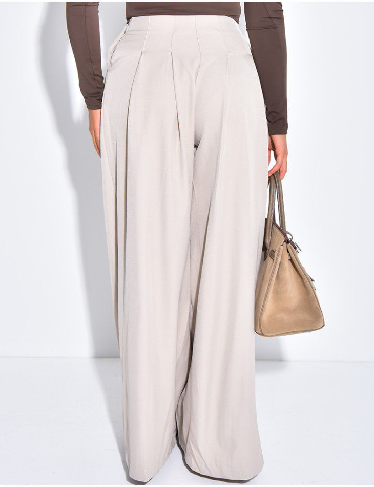 Pantalon coupe droite taille haute à pinces