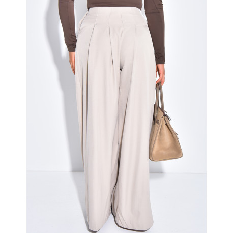 Pantalon coupe droite taille haute à pinces