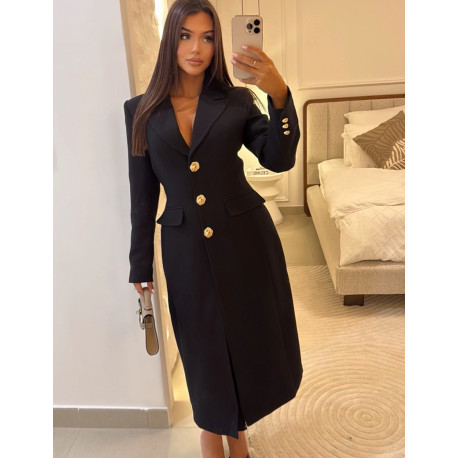 Manteau très cintré à boutons dorés