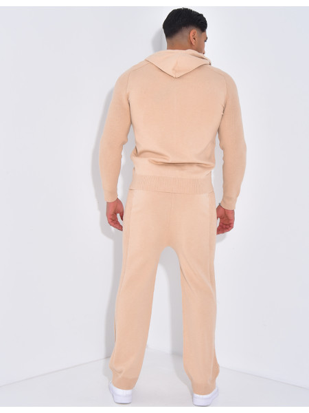 Ensemble côtelé pantalon et gilet à capuche zippé
