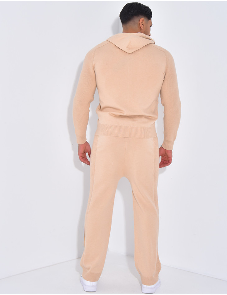 Ensemble côtelé pantalon et gilet à capuche zippé
