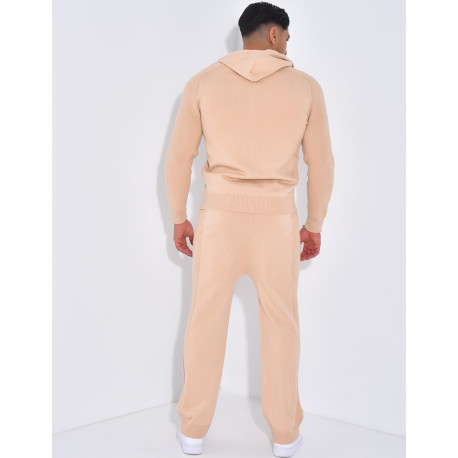 Ensemble côtelé pantalon et gilet à capuche zippé