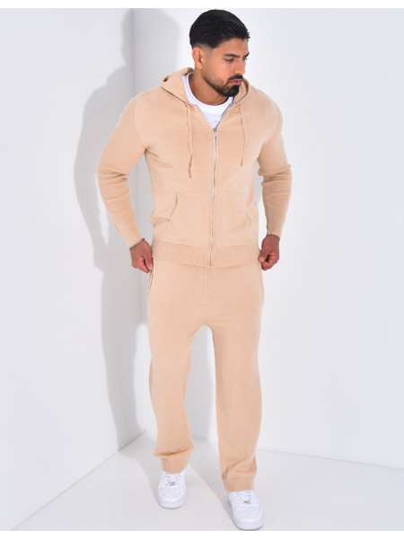 Ensemble côtelé pantalon et gilet à capuche zippé