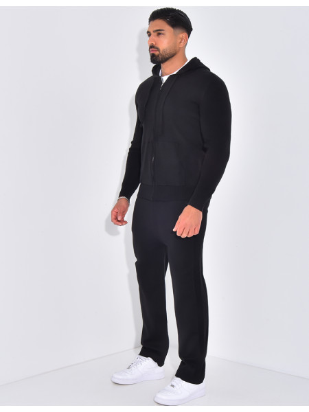 Ensemble côtelé pantalon et gilet à capuche zippé