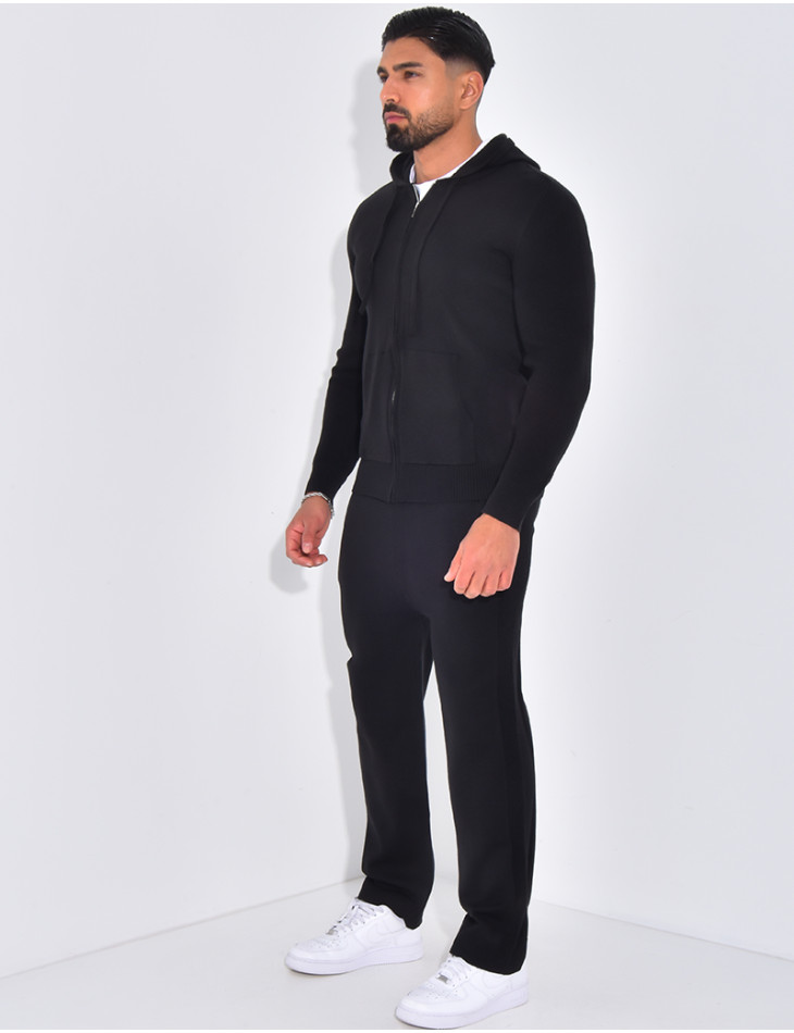 Ensemble côtelé pantalon et gilet à capuche zippé
