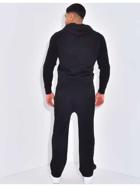 Ensemble côtelé pantalon et gilet à capuche zippé