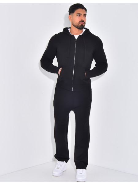 Ensemble côtelé pantalon et gilet à capuche zippé
