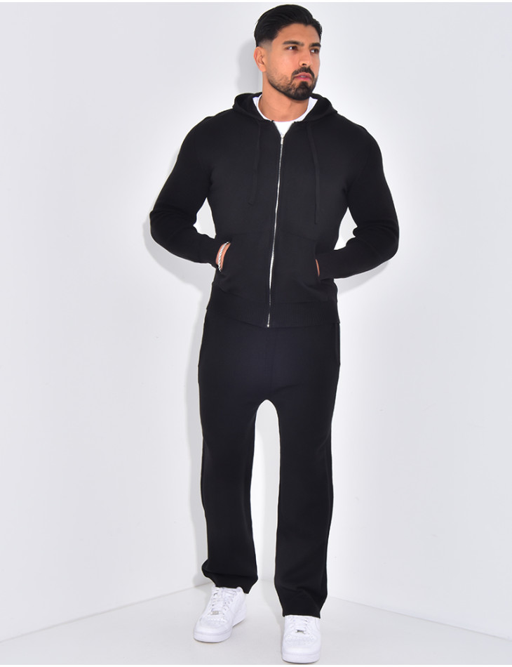 Ensemble côtelé pantalon et gilet à capuche zippé