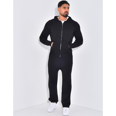 Ensemble côtelé pantalon et gilet à capuche zippé