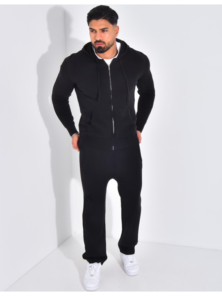 Ensemble côtelé pantalon et gilet à capuche zippé