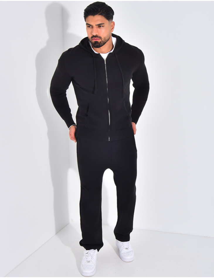 Ensemble côtelé pantalon et gilet à capuche zippé
