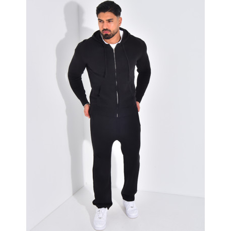 Ensemble côtelé pantalon et gilet à capuche zippé