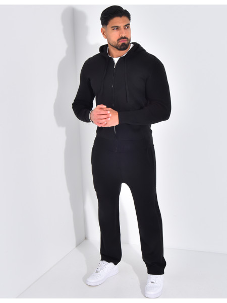 Ensemble côtelé pantalon et gilet à capuche zippé