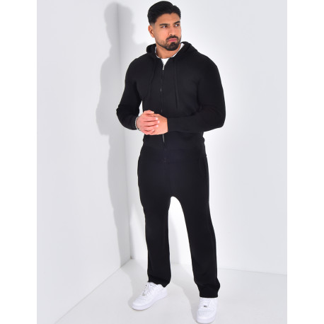 Ensemble côtelé pantalon et gilet à capuche zippé