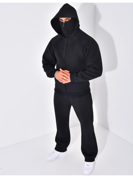 Ensemble pantalon et veste à capuche avec col