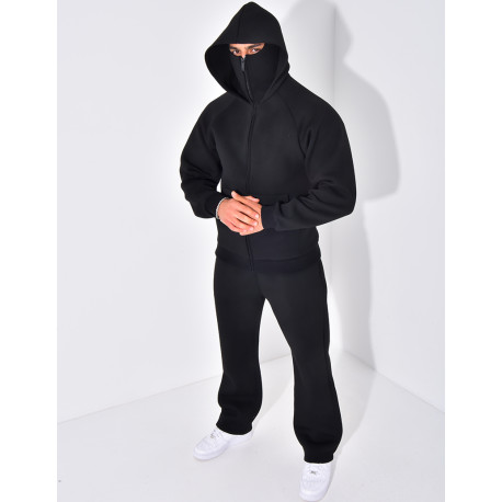 Ensemble pantalon et veste à capuche avec col