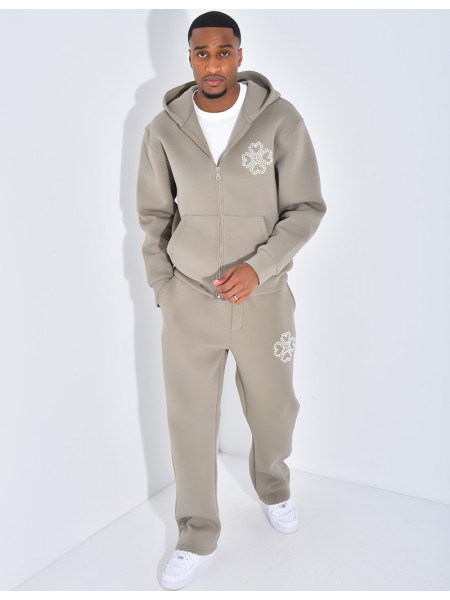 Ensemble pantalon et veste avec motifs en perles