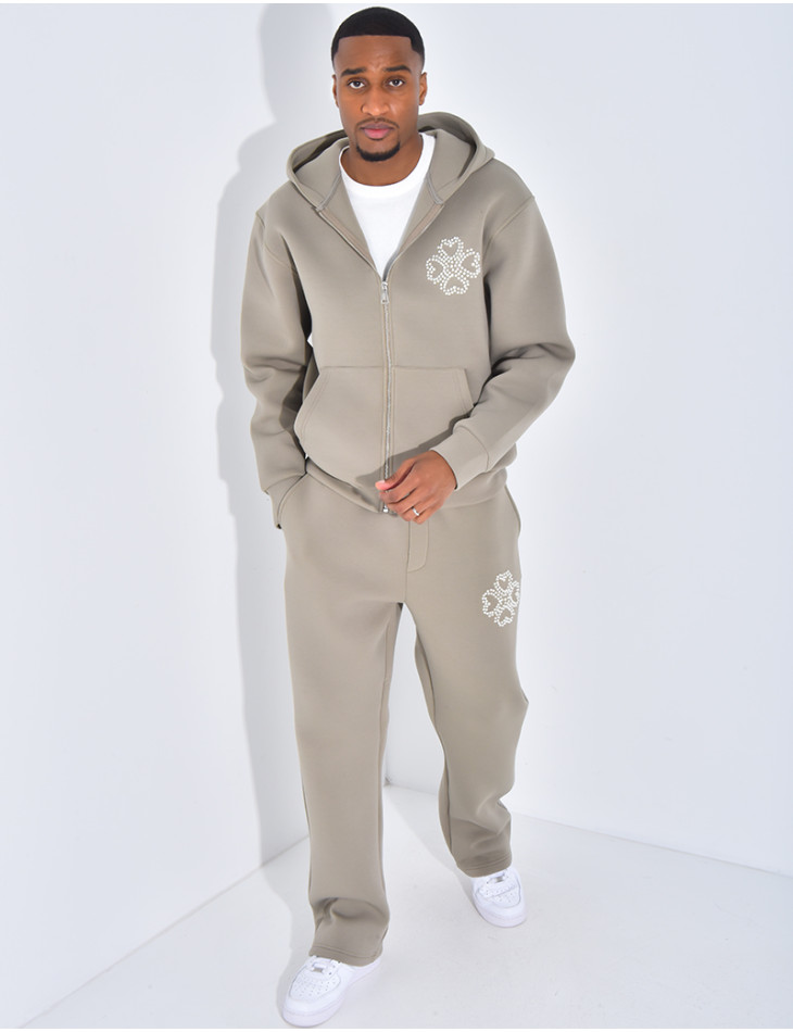 Ensemble pantalon et veste avec motifs en perles