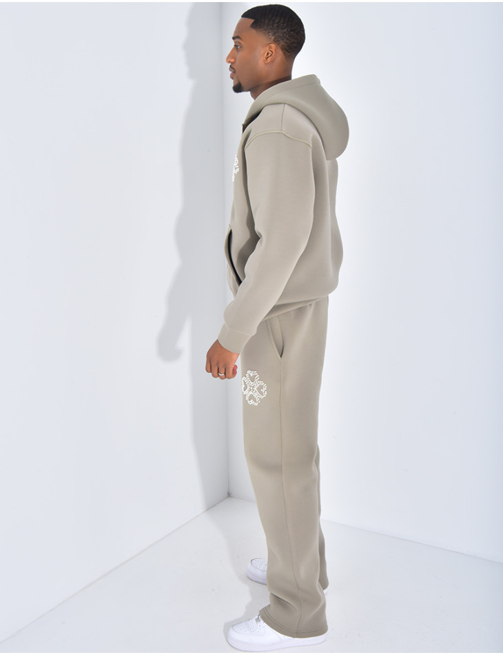 Ensemble pantalon et veste avec motifs en perles