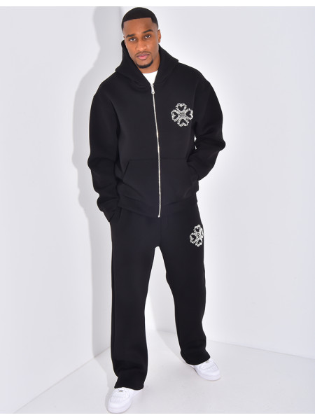 Ensemble pantalon et veste avec motifs en perles