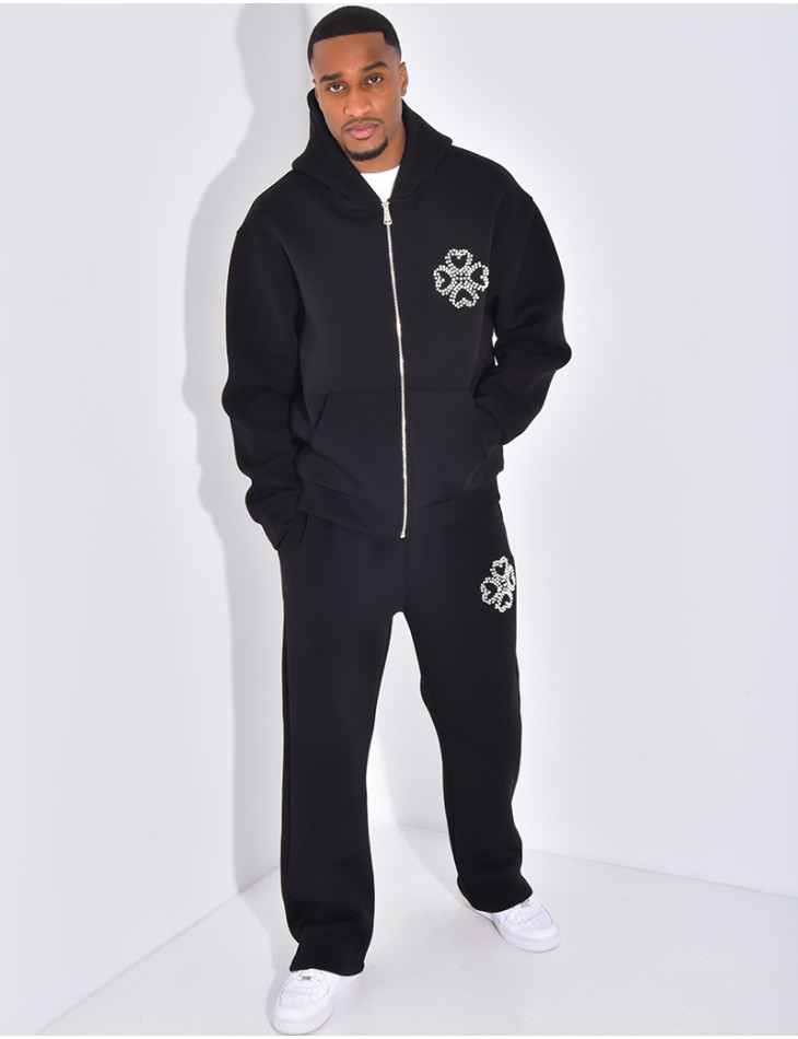 Ensemble pantalon et veste avec motifs en perles