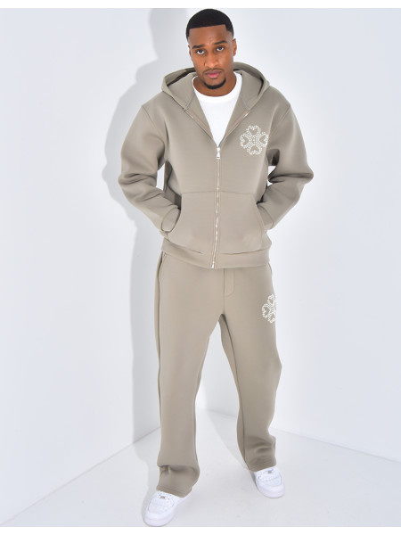 Ensemble pantalon et veste avec motifs en perles