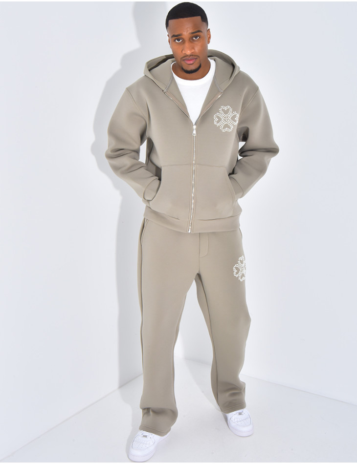 Ensemble pantalon et veste avec motifs en perles