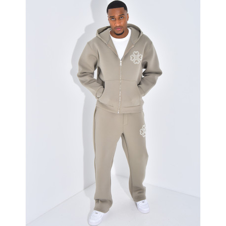 Ensemble pantalon et veste avec motifs en perles