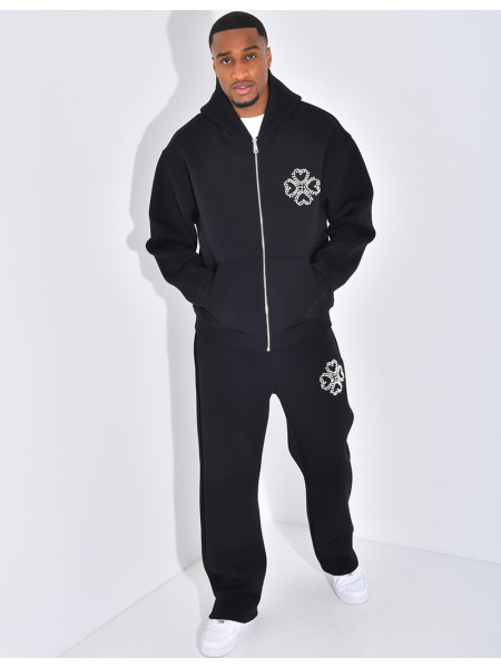 Ensemble pantalon et veste avec motifs en perles