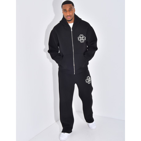 Ensemble pantalon et veste avec motifs en perles