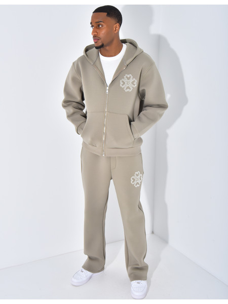 Ensemble pantalon et veste avec motifs en perles