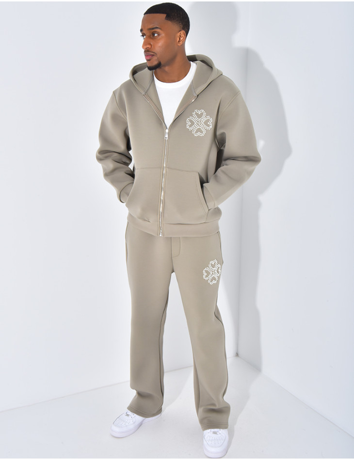 Ensemble pantalon et veste avec motifs en perles