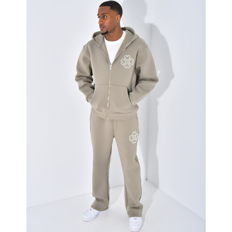 Ensemble pantalon et veste avec motifs en perles