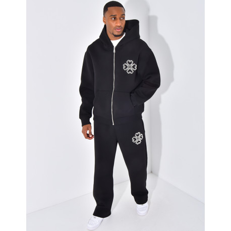 Ensemble pantalon et veste avec motifs en perles