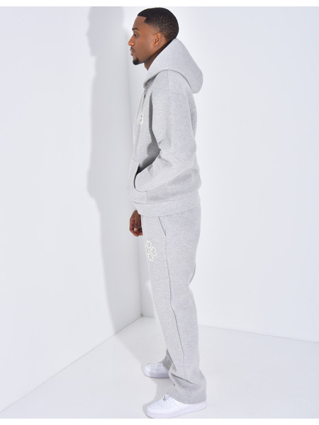 Ensemble pantalon et veste avec motifs en perles