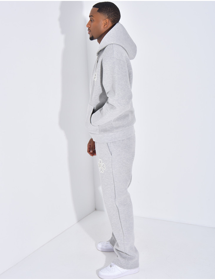 Ensemble pantalon et veste avec motifs en perles