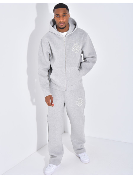 Ensemble pantalon et veste avec motifs en perles