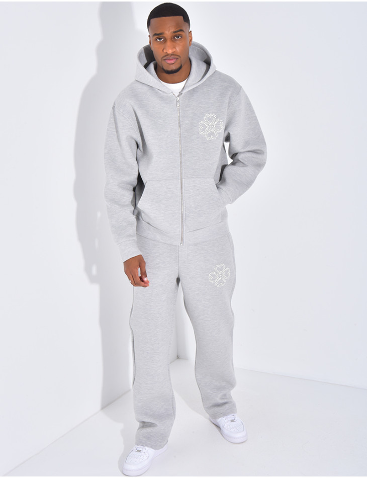 Ensemble pantalon et veste avec motifs en perles