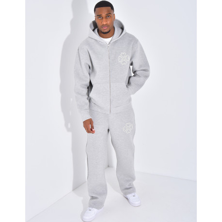 Ensemble pantalon et veste avec motifs en perles