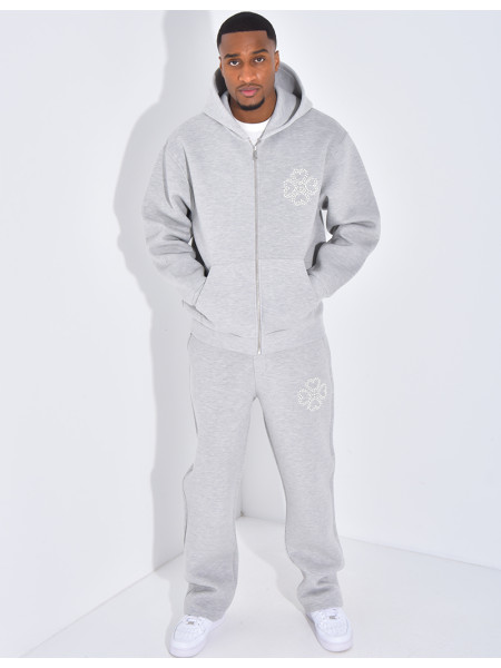 Ensemble pantalon et veste avec motifs en perles