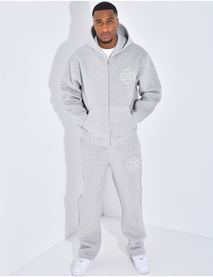 Ensemble pantalon et veste avec motifs en perles