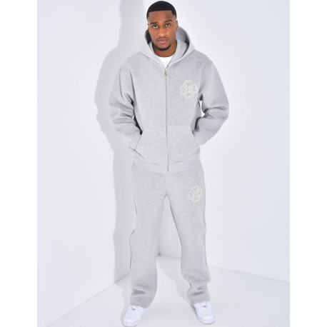 Ensemble pantalon et veste avec motifs en perles