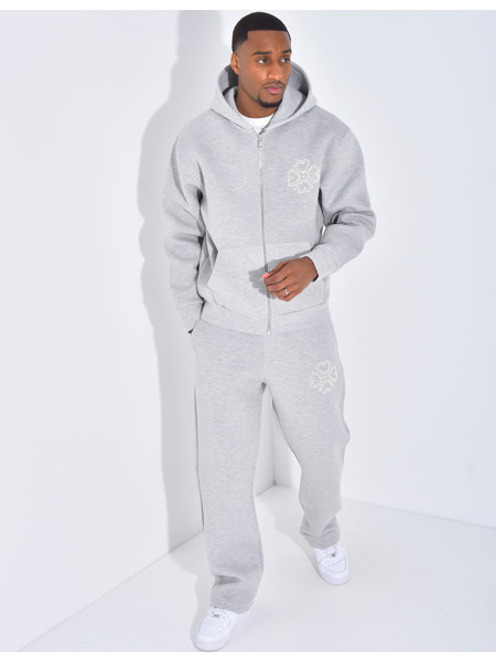 Ensemble pantalon et veste avec motifs en perles