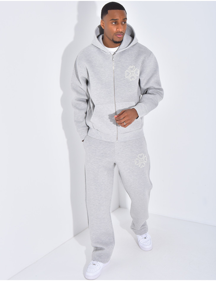 Ensemble pantalon et veste avec motifs en perles